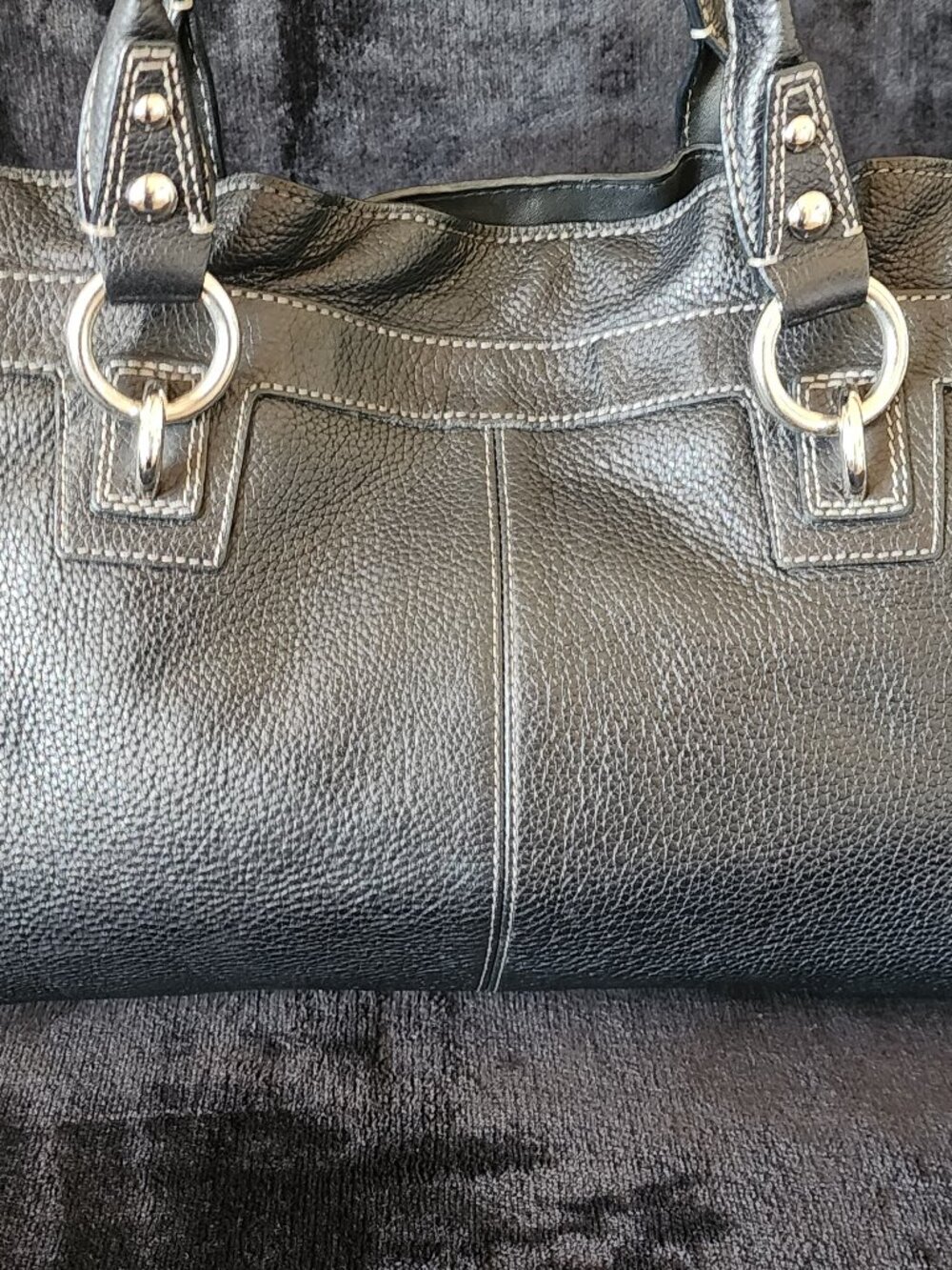 Coach Penelope Black Pebbled Leather Satchel Shoulder Bag - Picture 2 of 11
